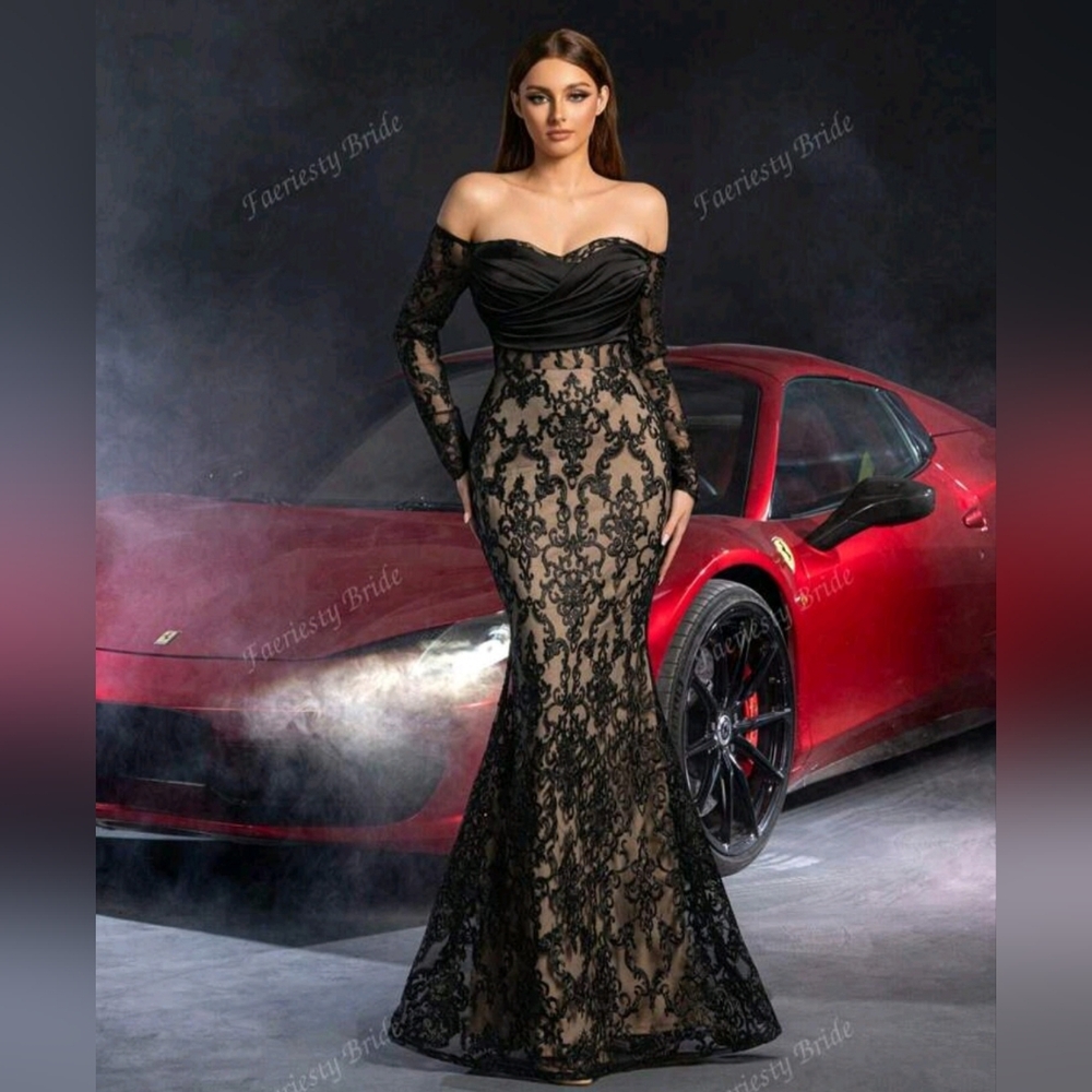 Black Lace Evening Gown